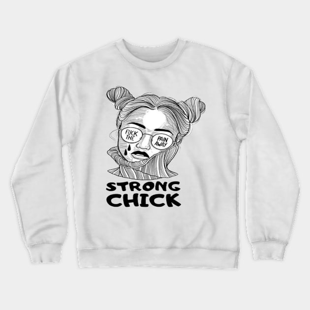 Strong Chick Woman's Crewneck Sweatshirt by Salam Hadi